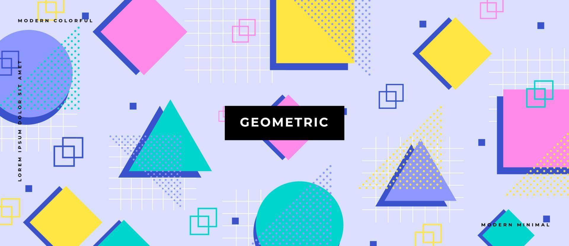 Polygon shape Memphis seamless pattern. Geometric elements memphis in the style of 80's. Trendy retro background. vector