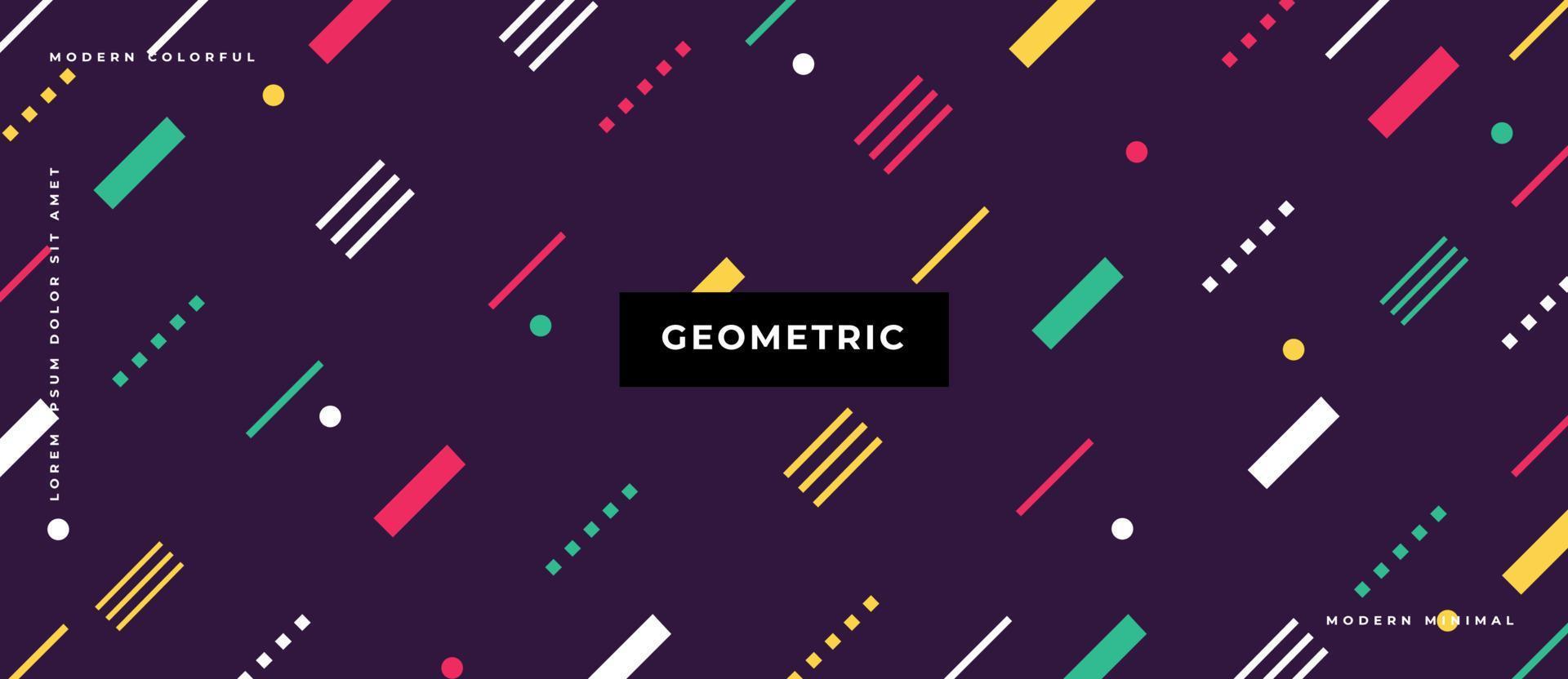 Colorful flat moving different geometric shapes pattern shape, line, dots. Memphis style. vector