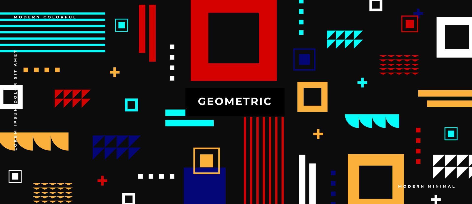 Geometric colorful elements, square memphis in the style of 80's. Trendy retro background. vector