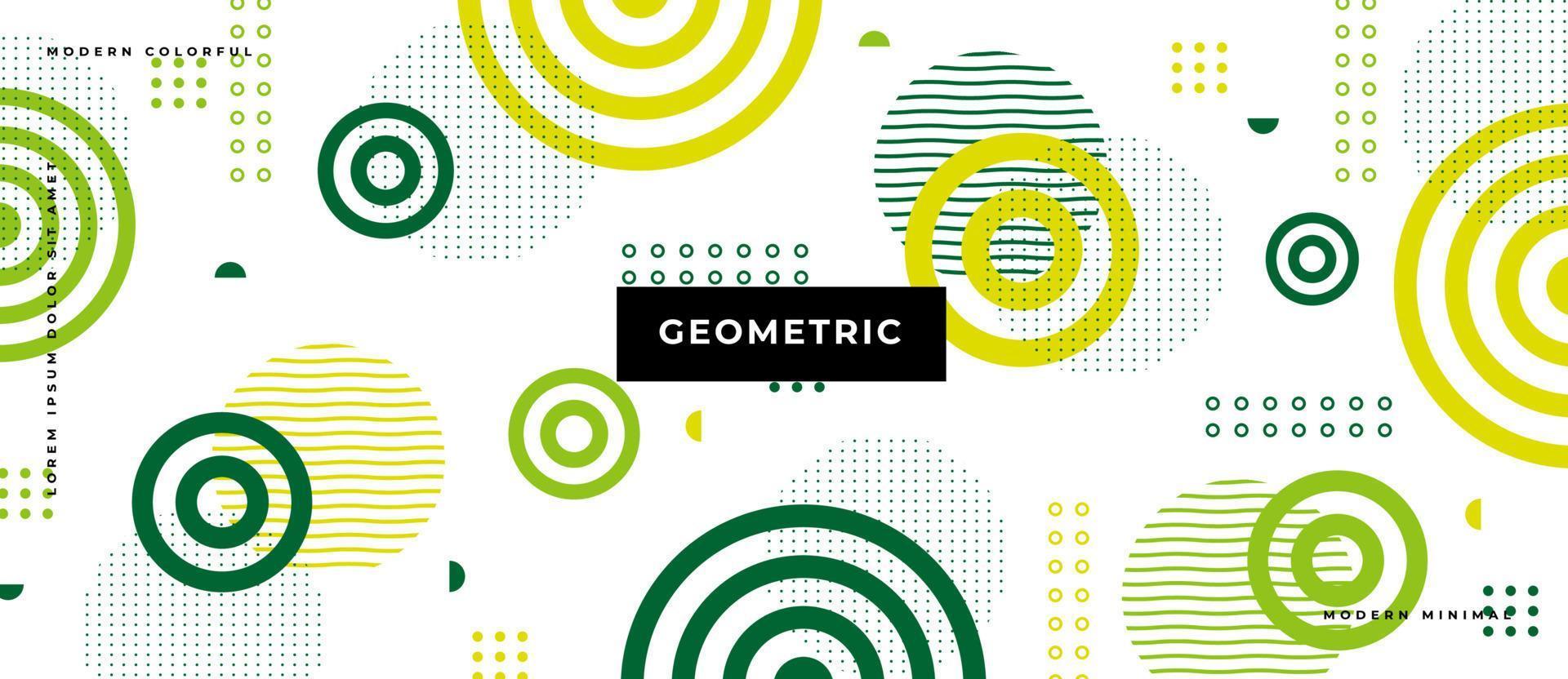 Green circle shape Memphis seamless pattern in white background. Memphis style. flat geometric seamless pattern. Vector Illustration.