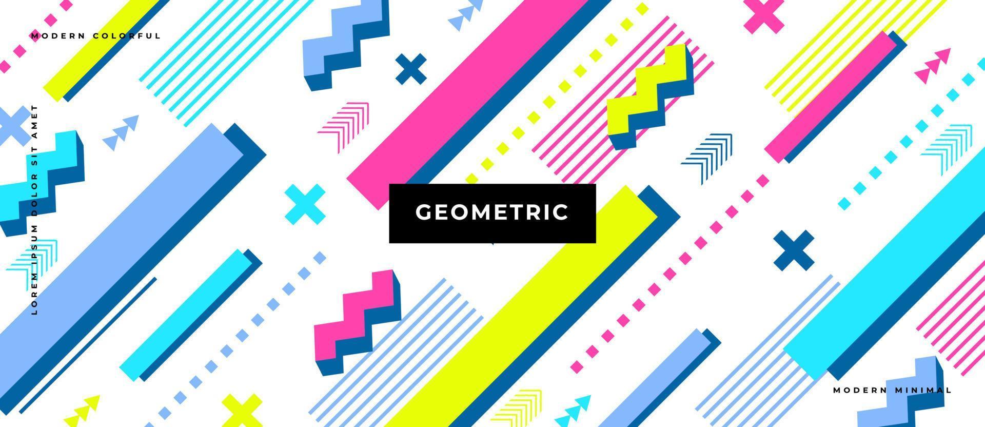 Fondo geométrico del color del arte pop de la forma plana. patrón de memphis. vector