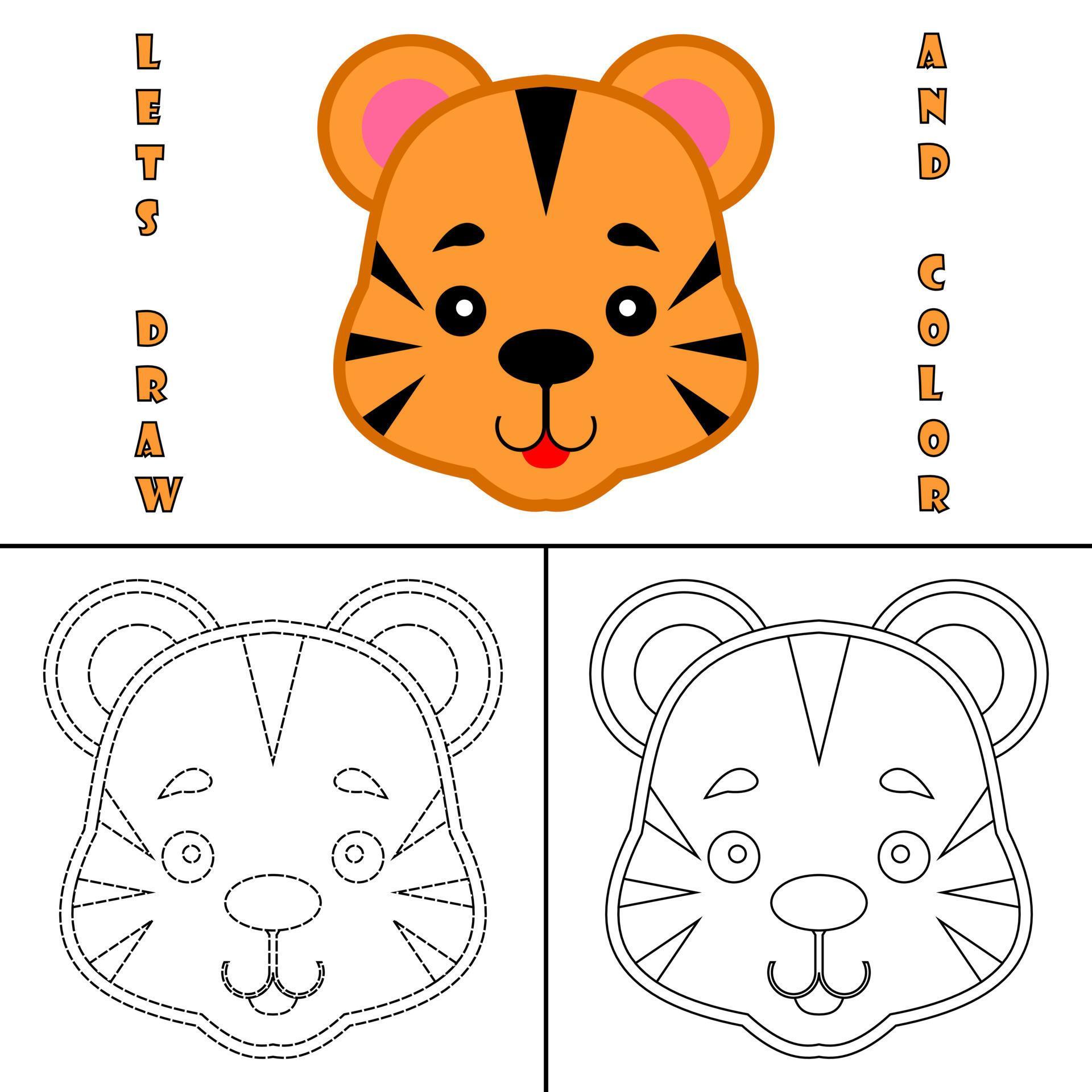 Drawing and coloring pages animal head for kids 4610586 ...