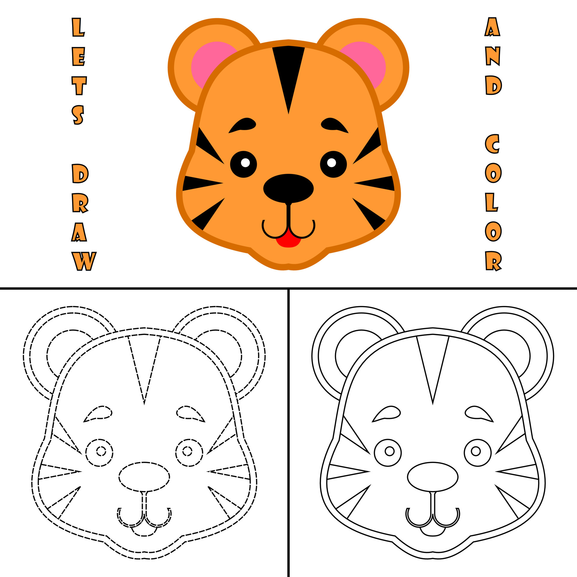 Drawing and coloring pages animal head for kids 4610586 Vector Art at