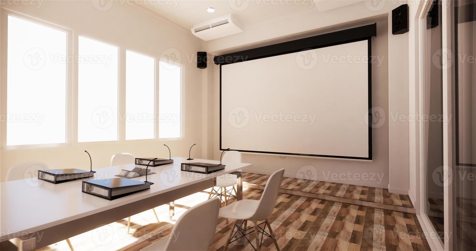 Office business - beautiful boardroom meeting room and conference table, modern style. 3D rendering photo