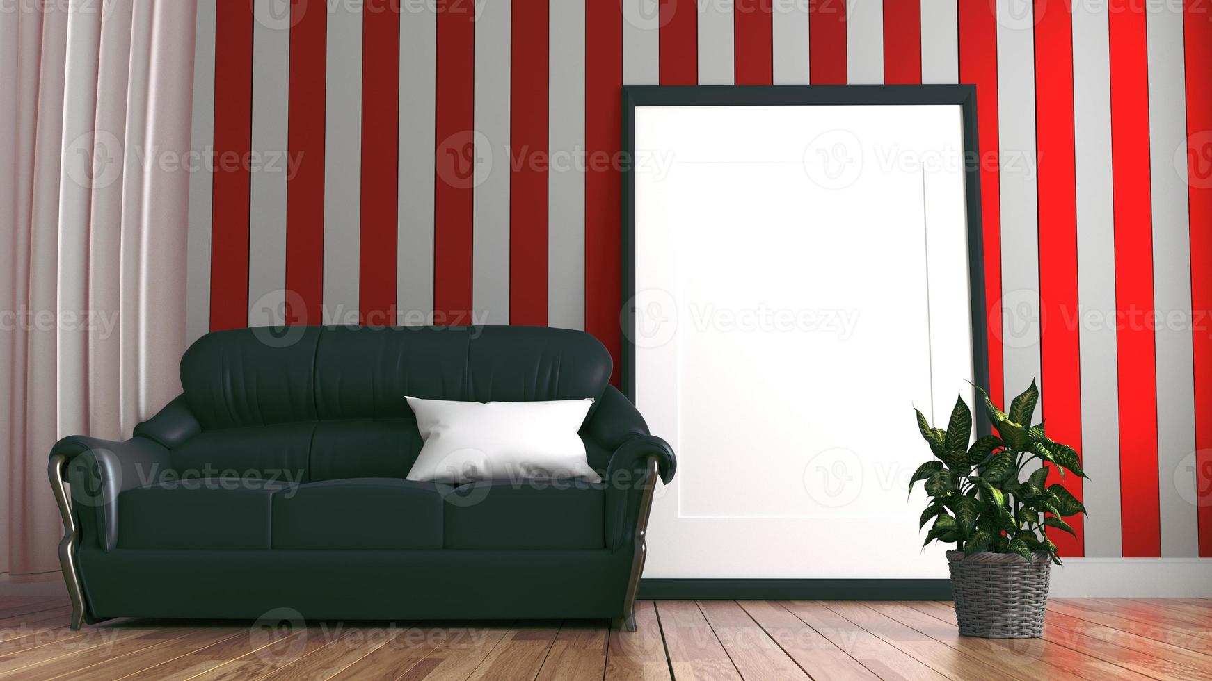 Red room empty modern style. 3D rendering photo