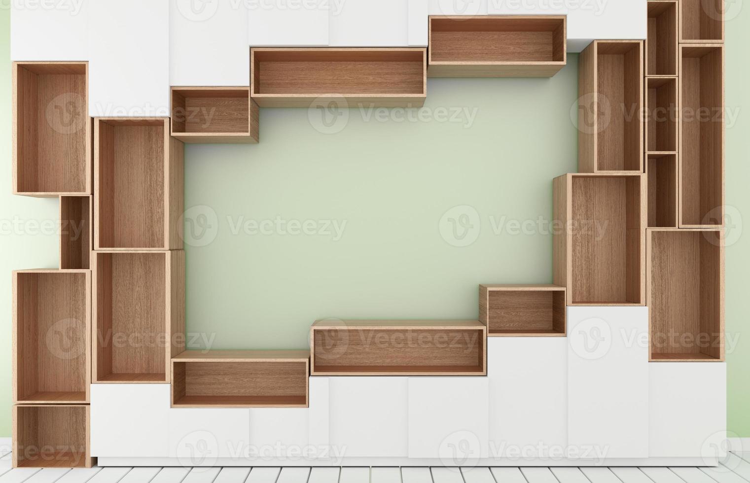 Tv shelf in mint room modern tropical style - empty room interior - minimal design. 3d rendering photo