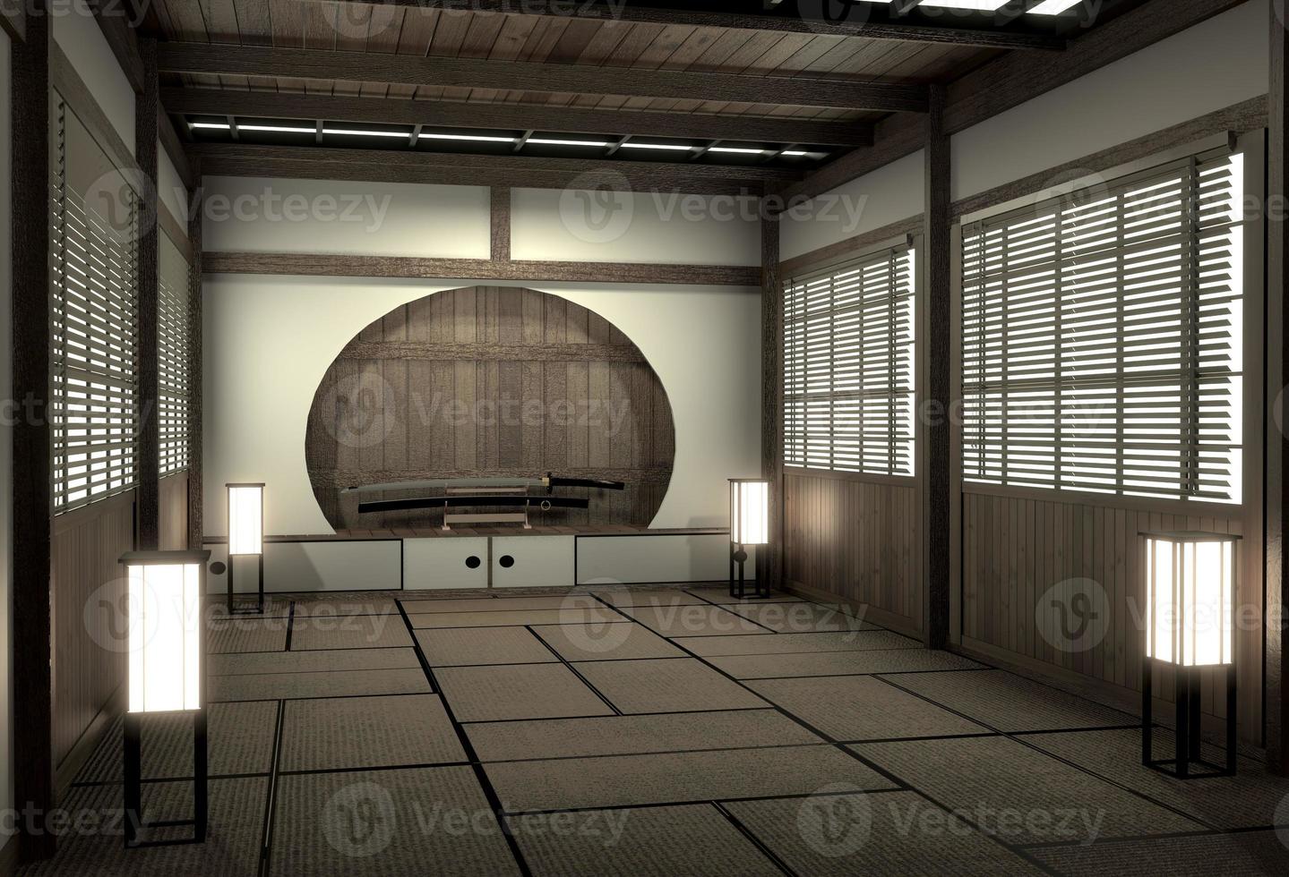 original room japanese style, Showa era , Design with the best Japanese room designers.3D rendering photo
