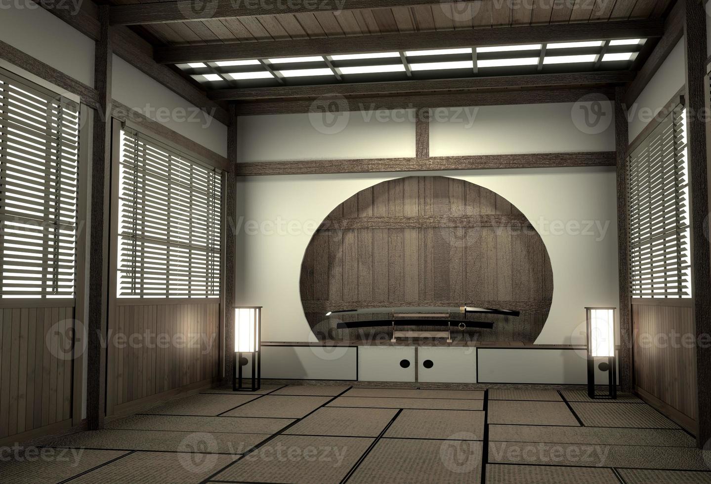 original room japanese style, Showa era , Design with the best Japanese room designers.3D rendering photo