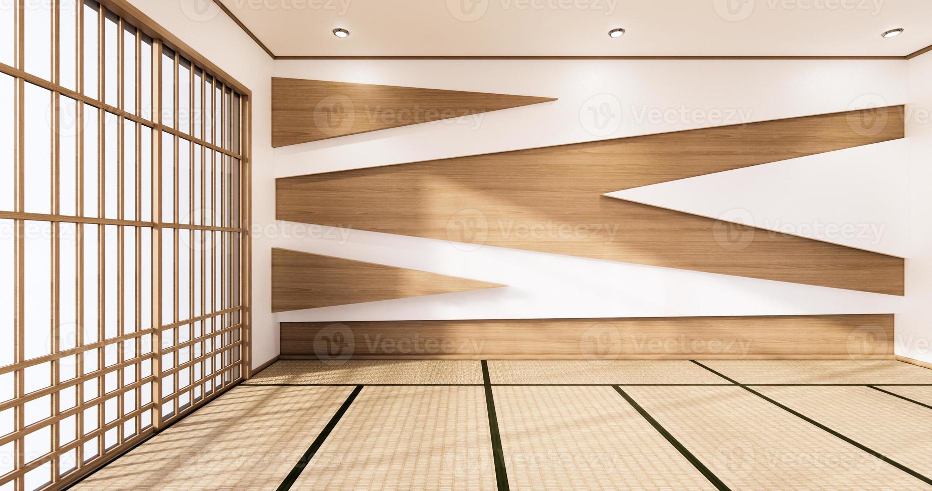 cabinet shelf wall on tatami mat floor room japanese style. 3D rendering photo