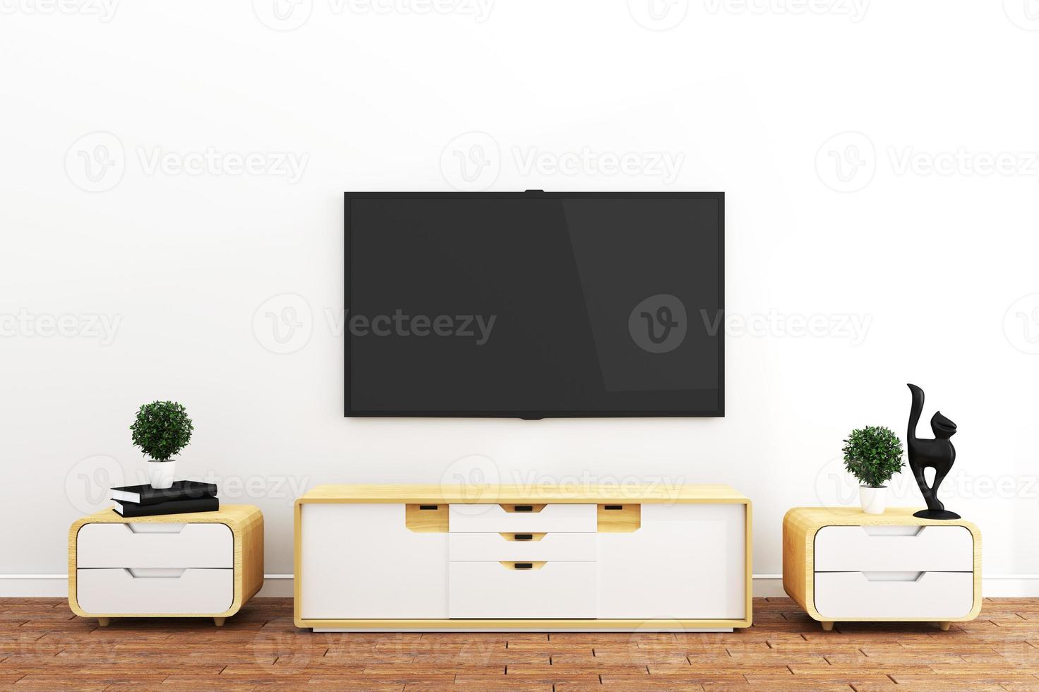 tv en habitación vacía moderna, interior - mínimo. Representación 3d foto