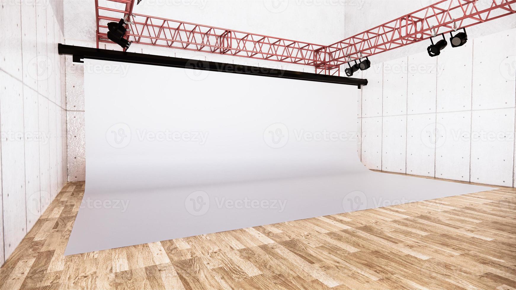 Studio - Modern Film Studio with white Screen. 3D rendering photo