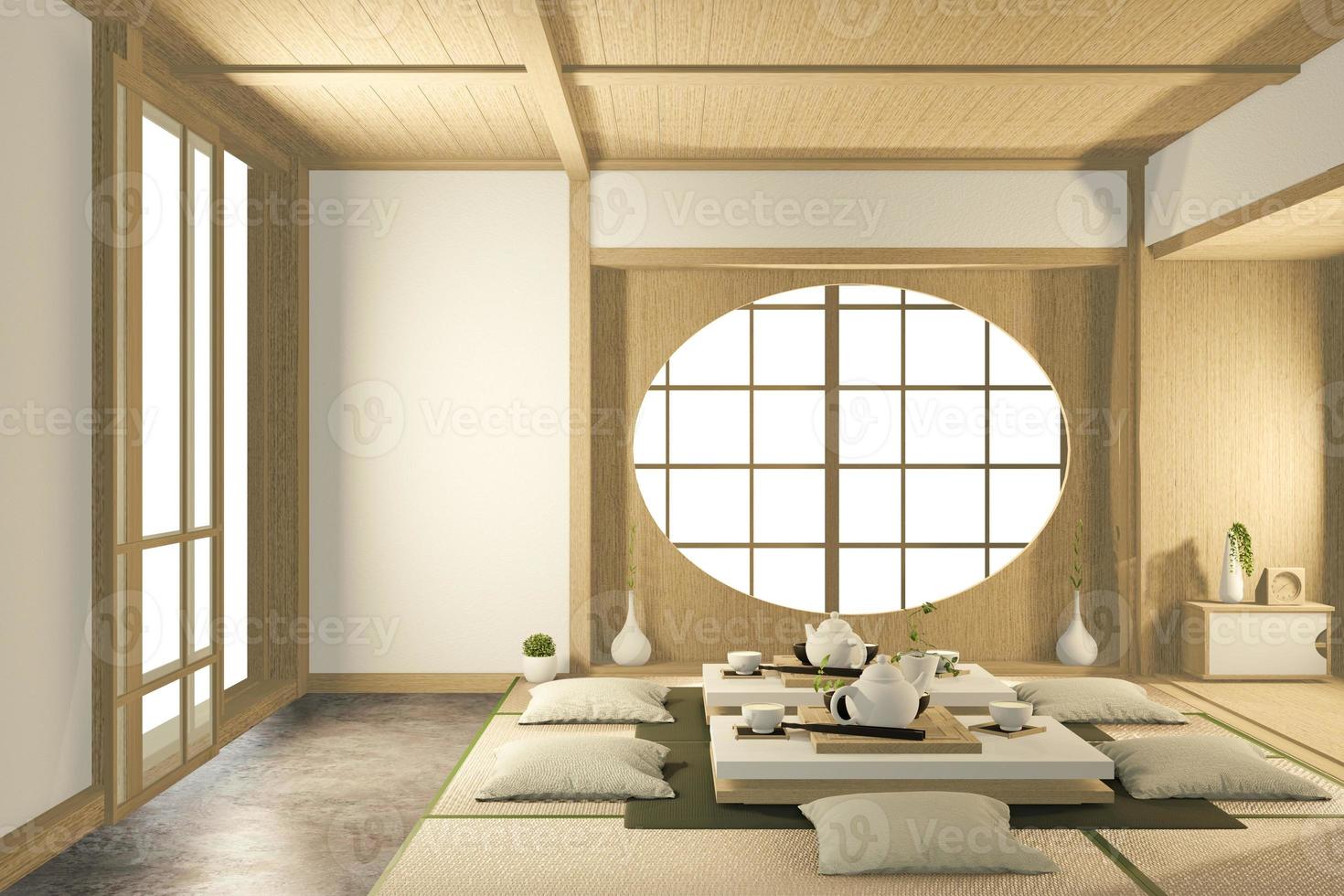 Tropical interior design with sofa for living room japanese style. 3D rendering photo