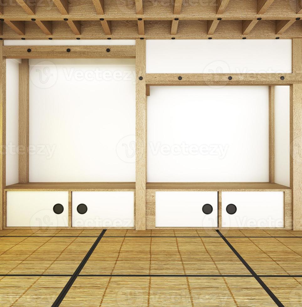 Japanese room interior - modern empty room style - roof design. 3D rendering photo