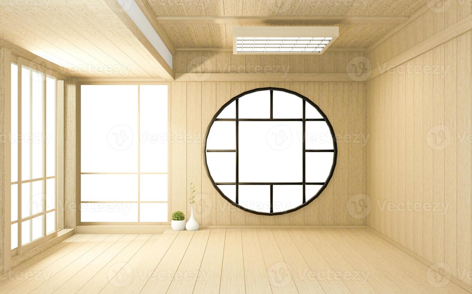 Empty big room Japanese tropical style. 3D rendering photo