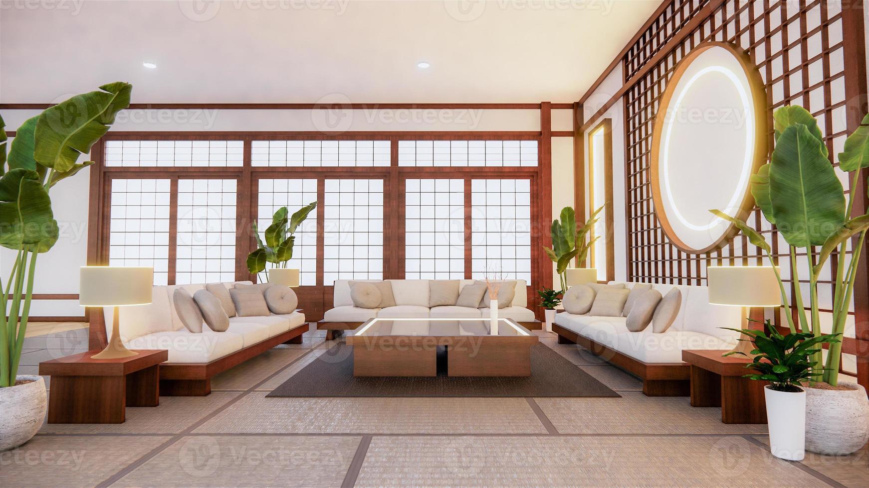 Sofa japanese style on room  japan and the white backdrop provides a window for editing.3D rendering photo