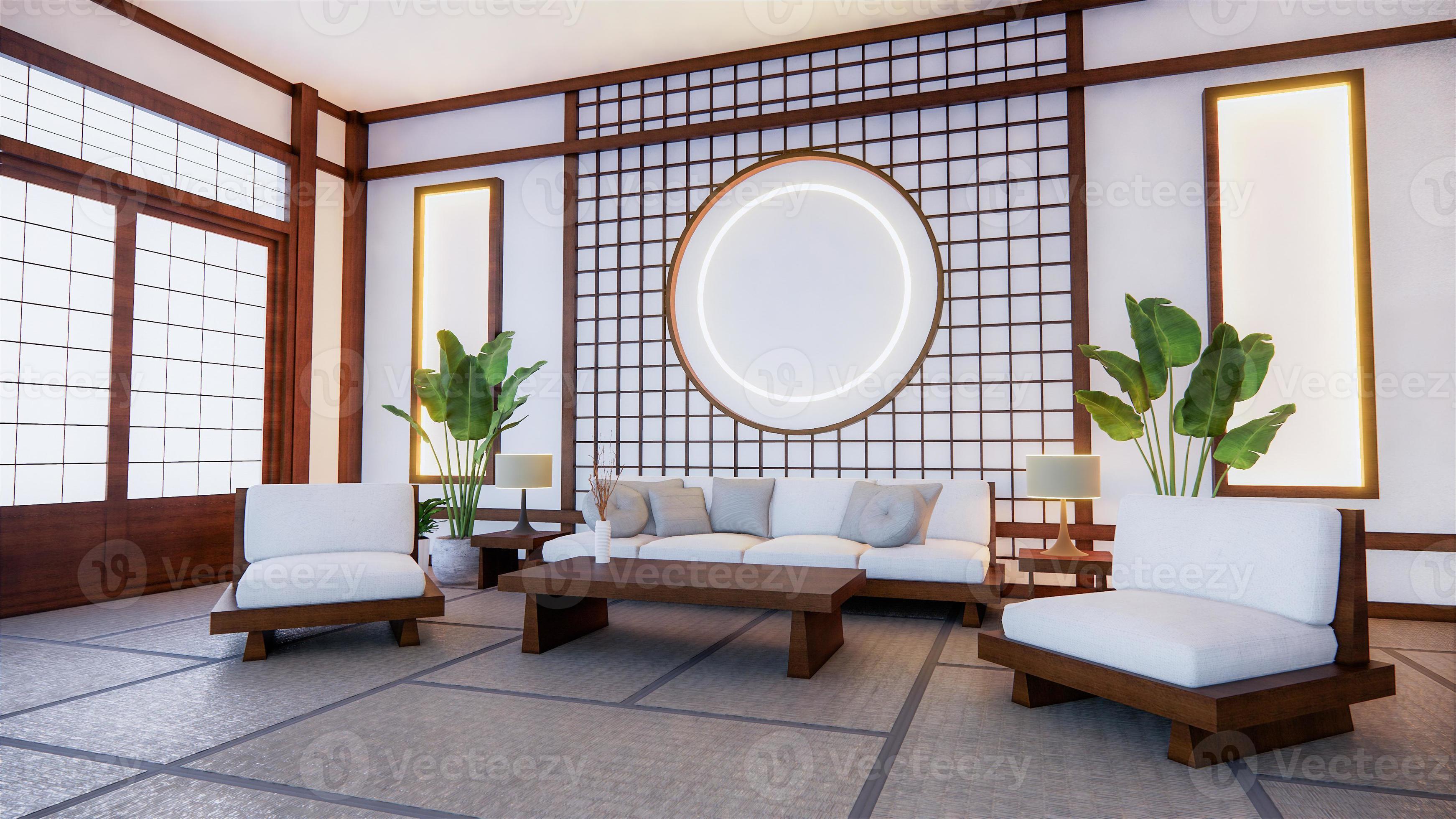 Sofa japanese style on room japan and the white backdrop provides a window for editing.3D