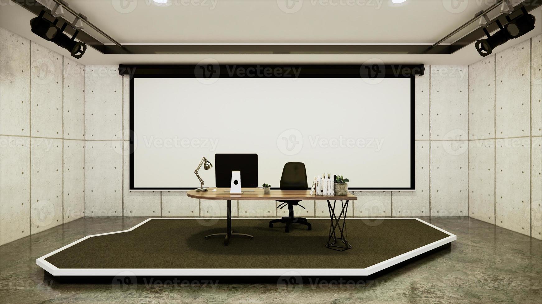 Studio - Modern Film Studio with white Screen. 3D rendering photo