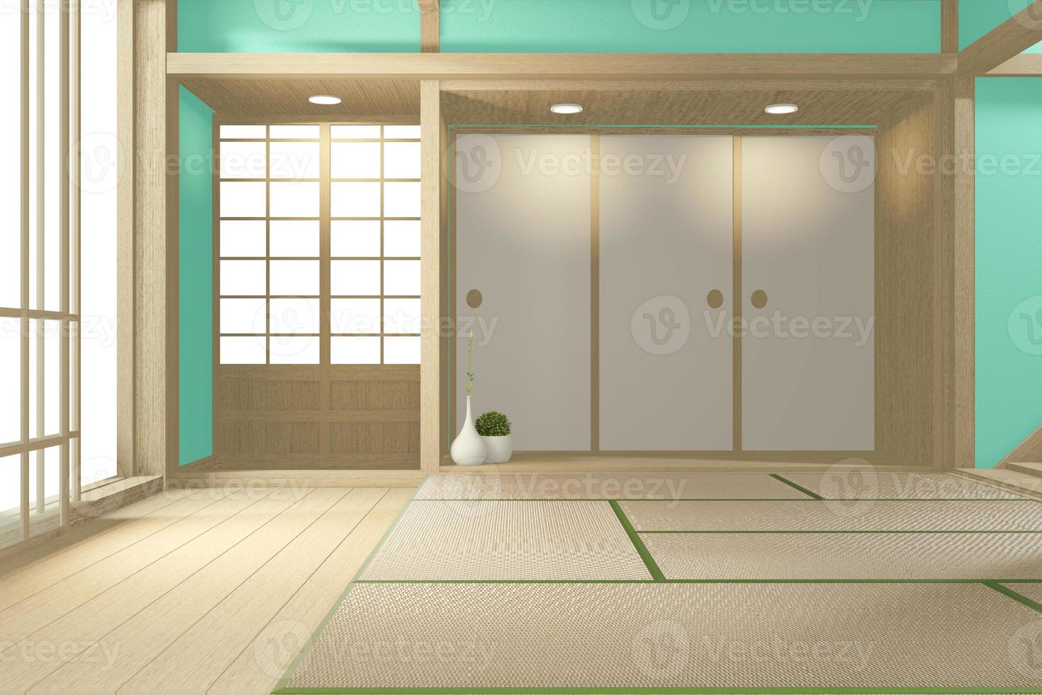 Empty big room Japanese tropical style. 3D rendering photo