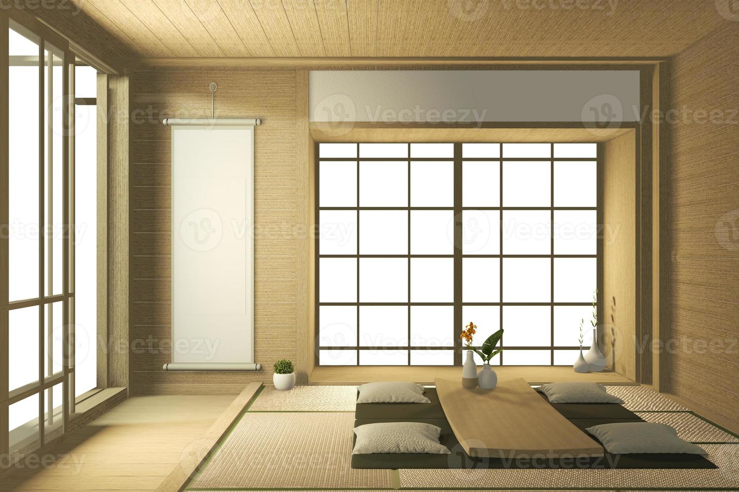 Tropical interior design with sofa for living room japanese style. 3D rendering photo