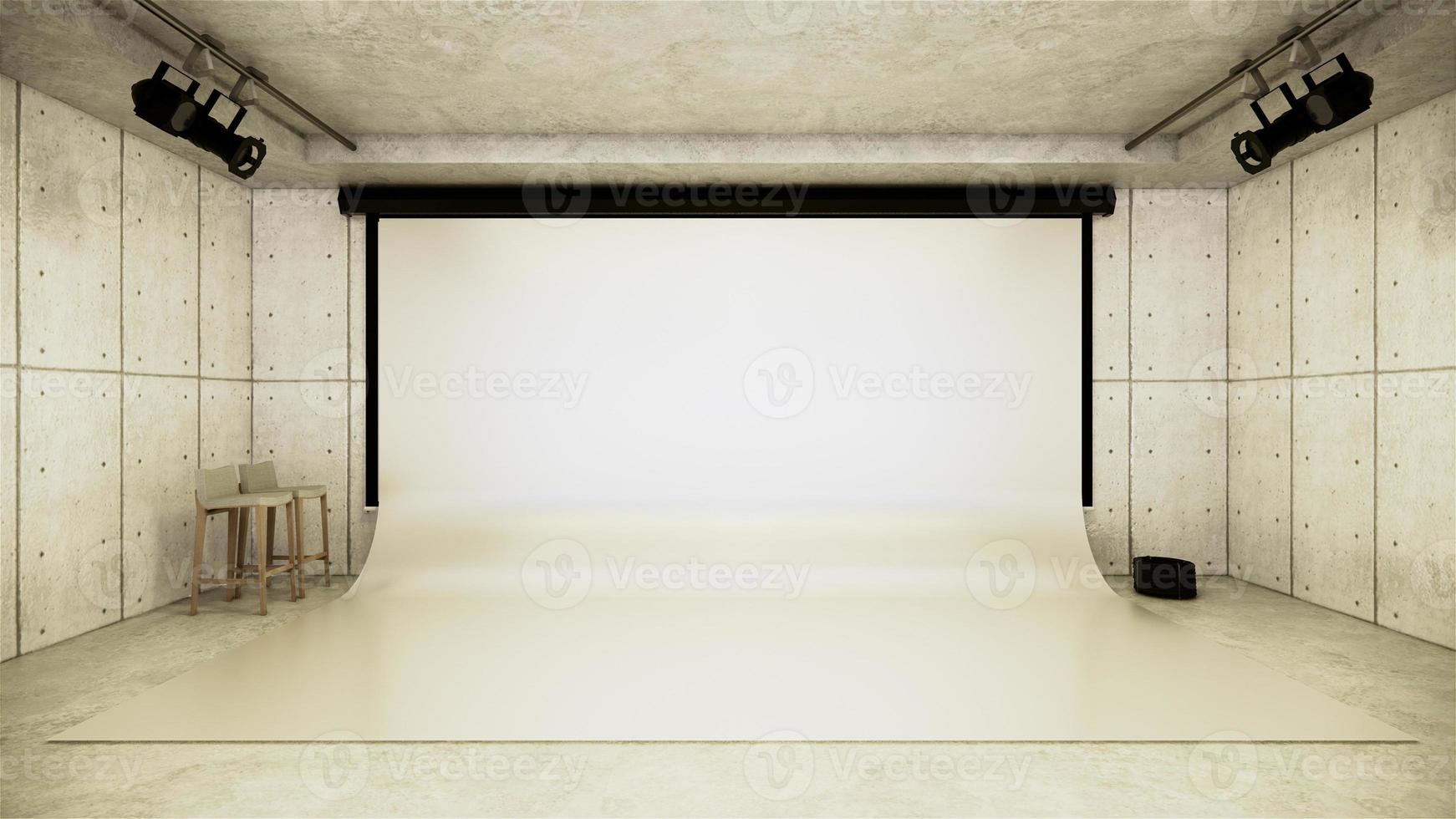 Studio - Modern Film Studio with white Screen. 3D rendering photo