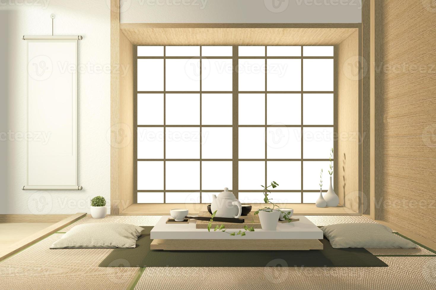 Tropical interior design with sofa for living room japanese style. 3D rendering photo