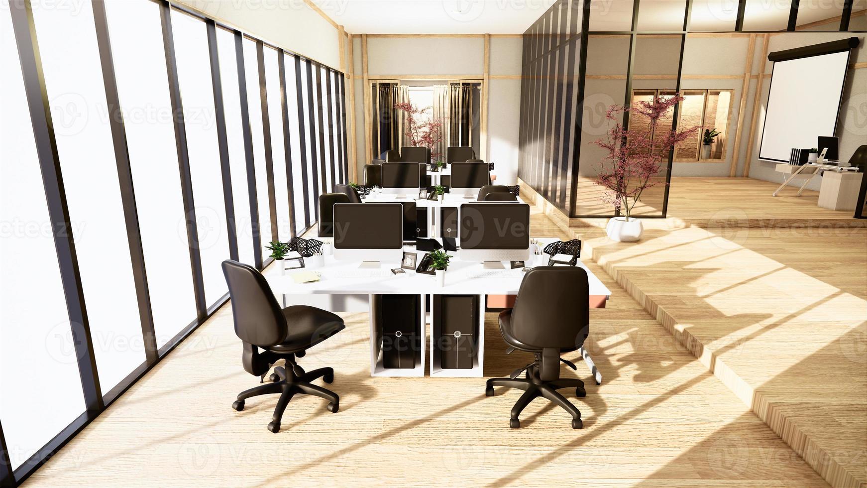 Office business - beautiful japanroom meeting room and conference table, modern style. 3D rendering photo