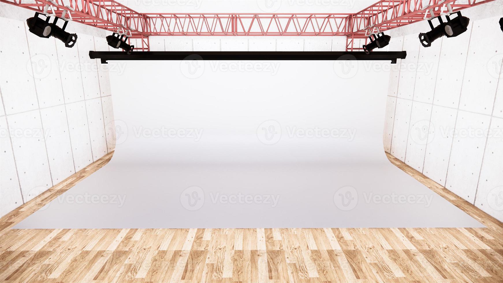 Studio - Modern Film Studio with white Screen. 3D rendering photo