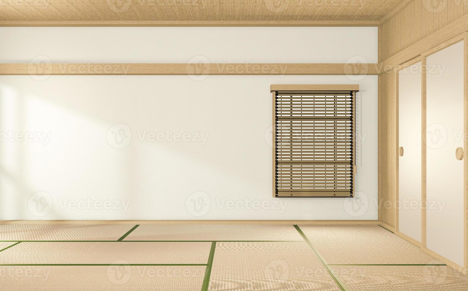 tropical style room interior, empty room japan style. 3D rendering photo