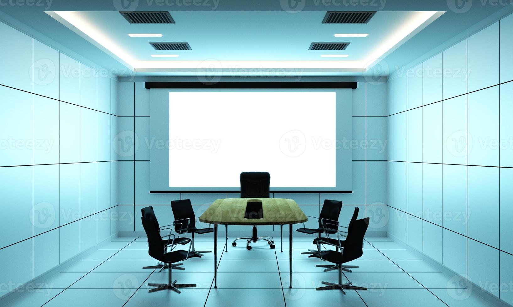 Office business boardroom meeting room and conference table, modern style. 3D rendering photo