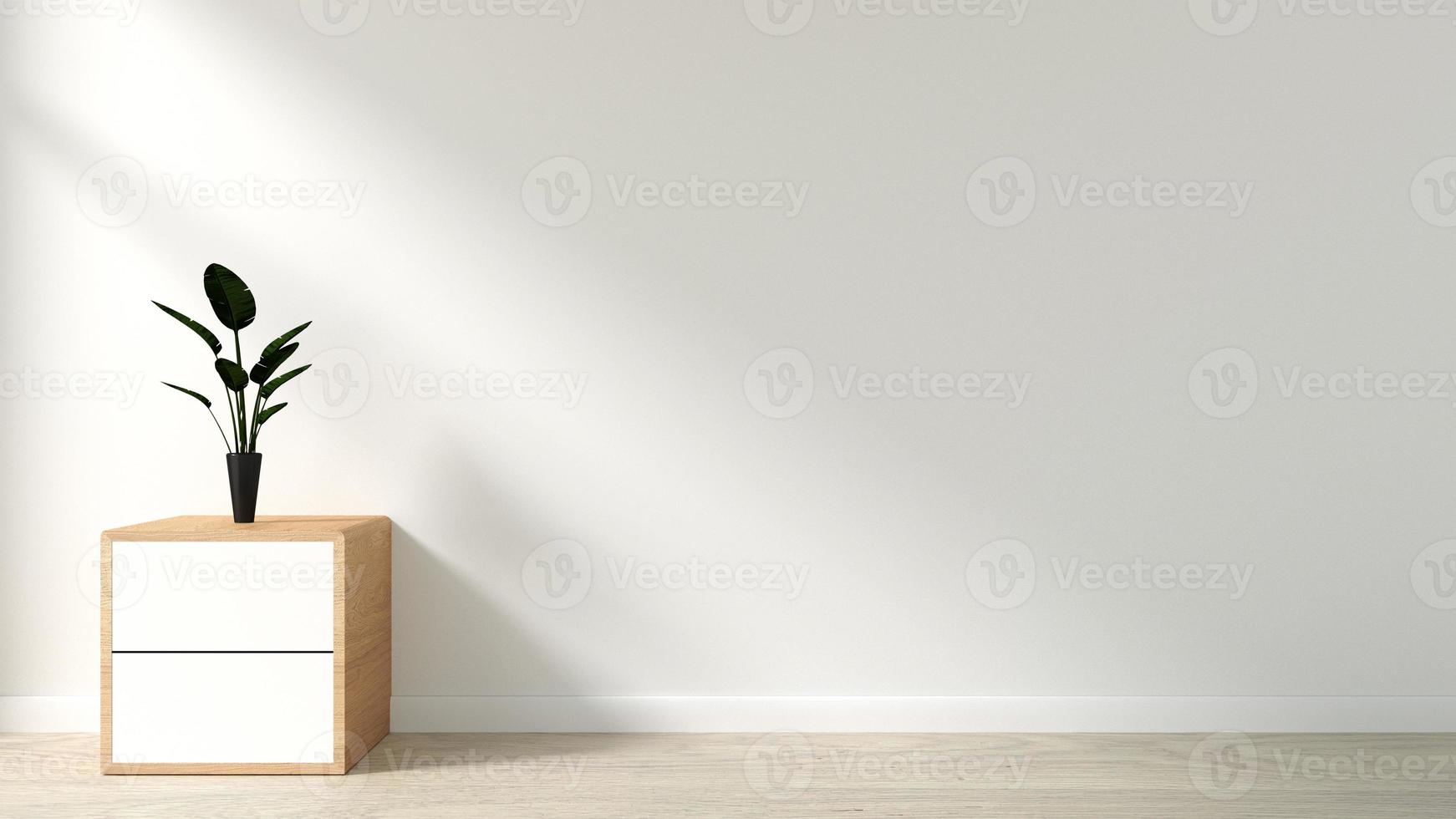 plants on cabinet in modern empty room Japanese style,minimal designs. 3D rendering photo