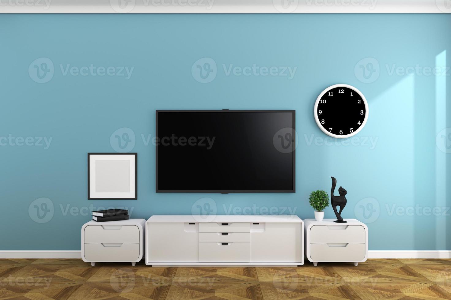 Smart TV in empty style room design .3D rednering photo