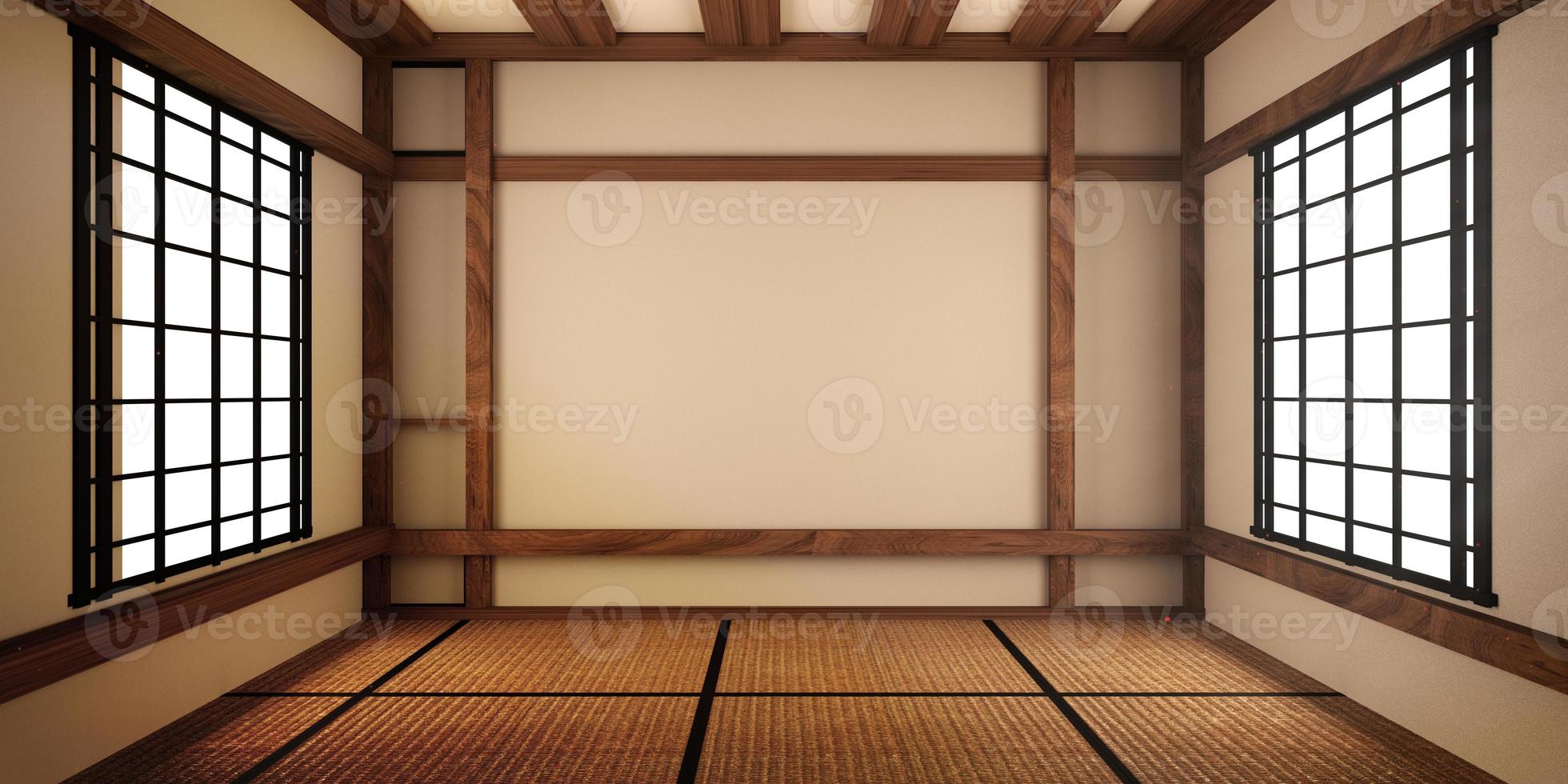 Empty Room japanese with tatami mat design . 3D rendering photo