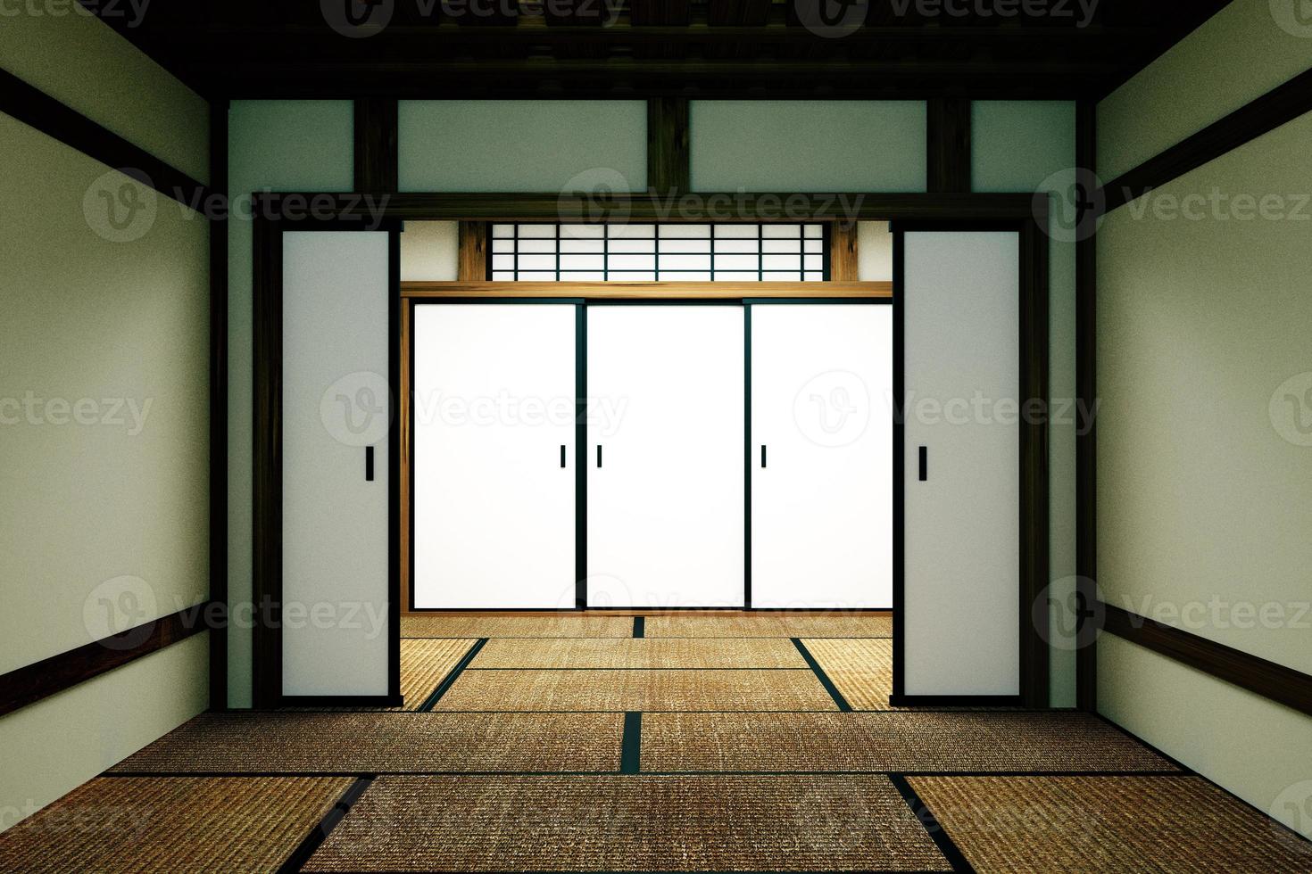 Empty room mock up, Japanese empty room tatami mat Designing the most beautiful. 3D rendering photo