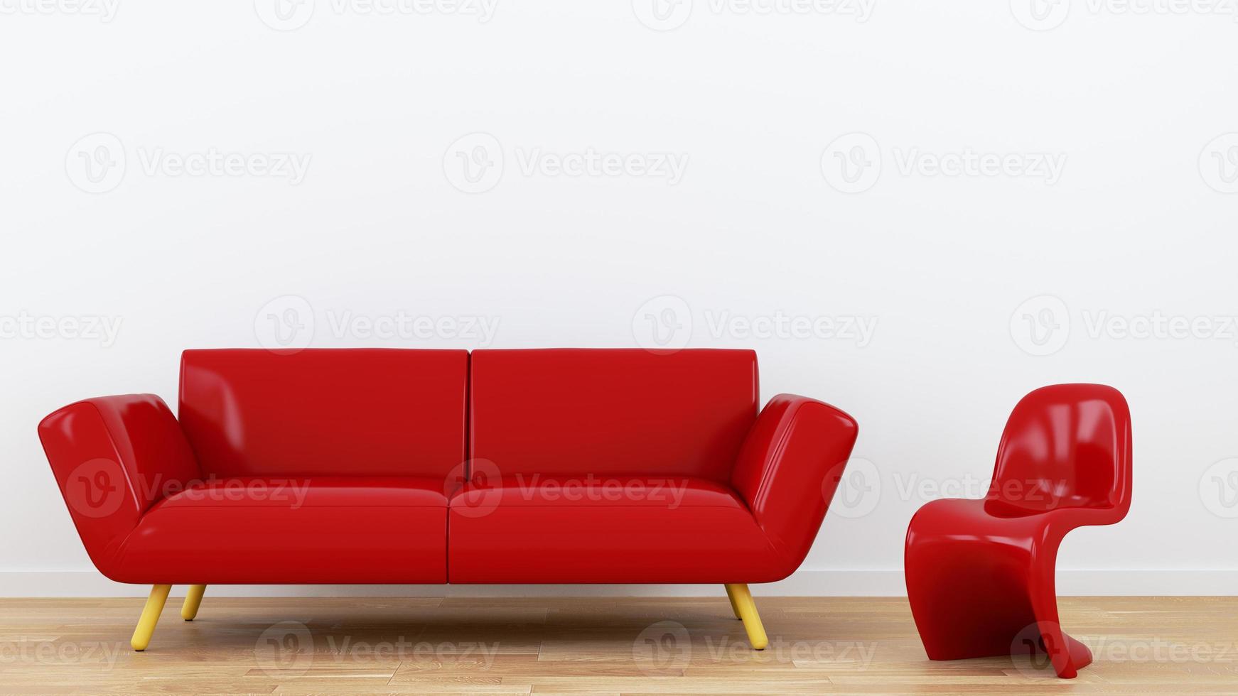 Red Sofa and Chair. 3D rendering photo