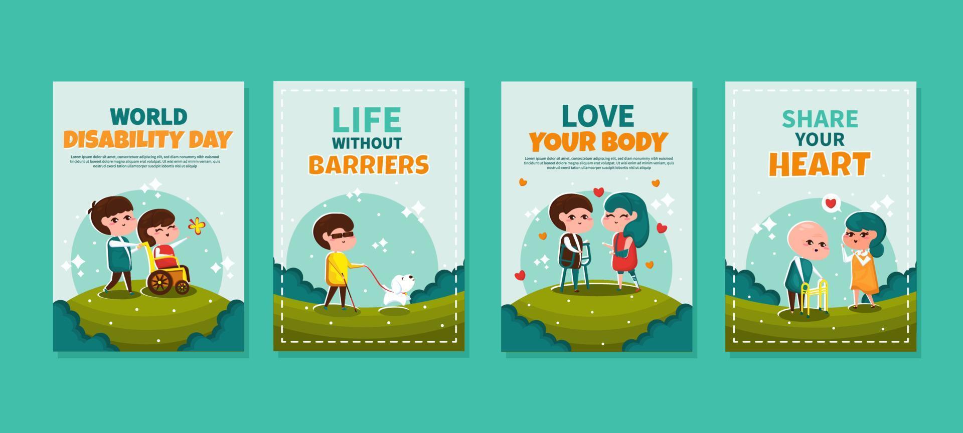 Set of People with Disabilities Cards vector