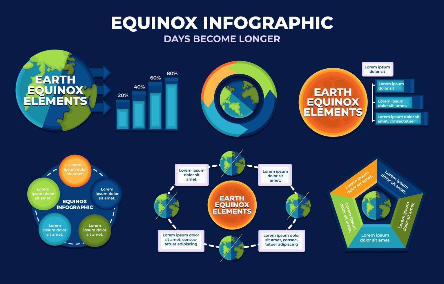 elementos de infografía del día del equinoccio vector