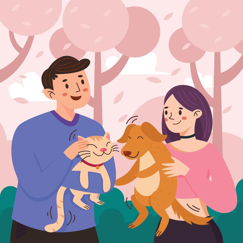 Two Pet Lovers vector