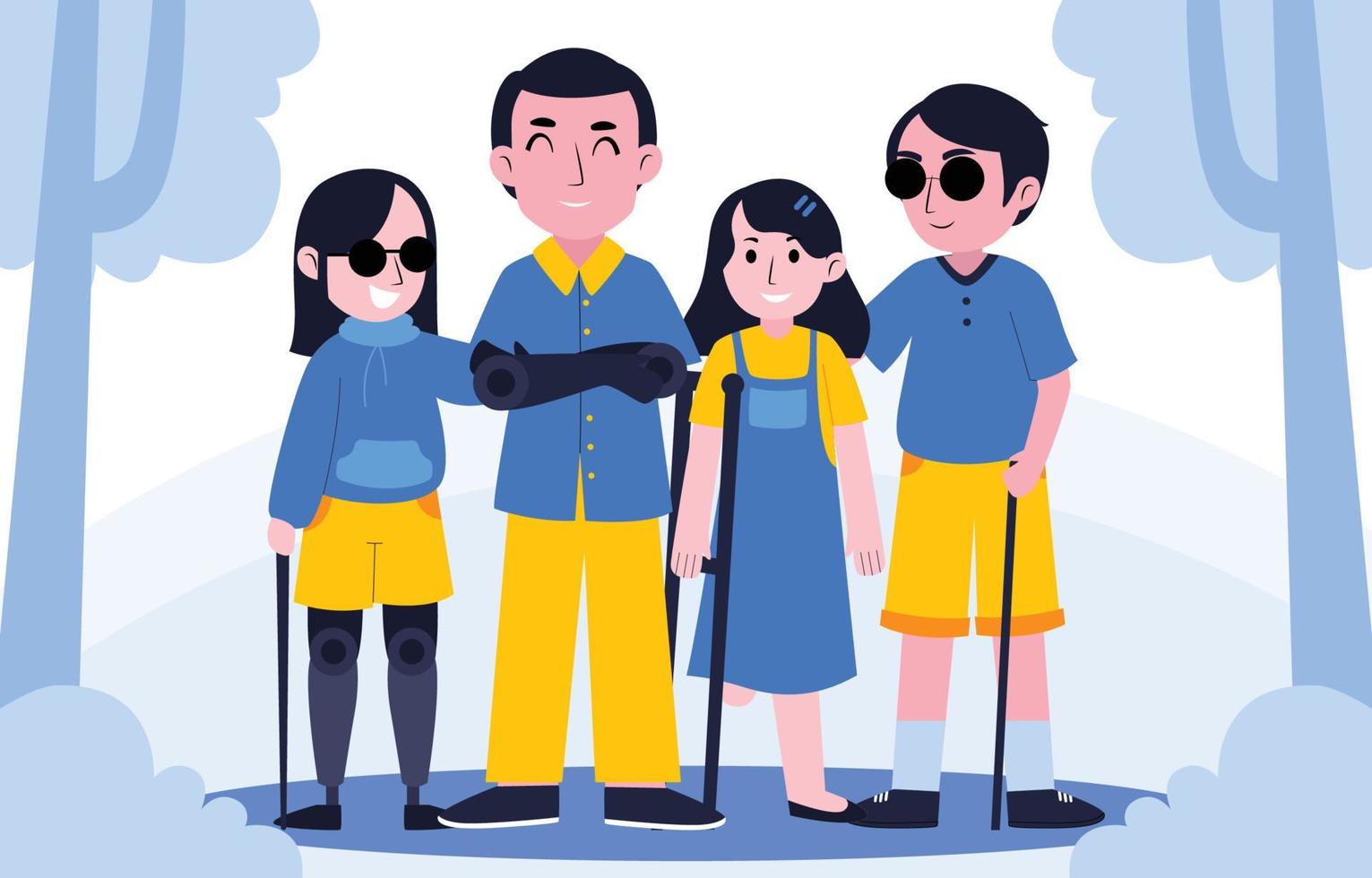 People With Disabilities Characters Concept vector