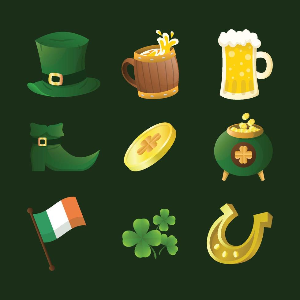 conjunto de iconos de trébol de san patricio vector