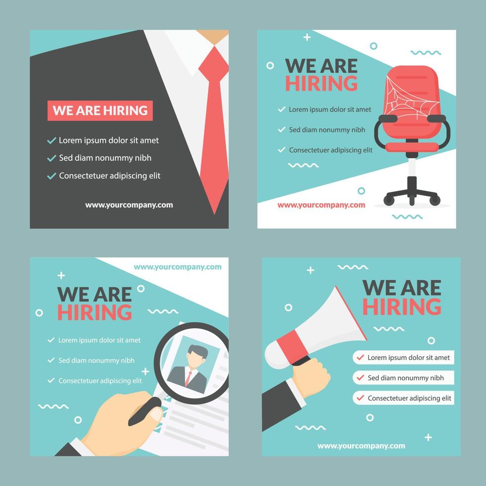 We Are Hiring Social Media Post Template vector