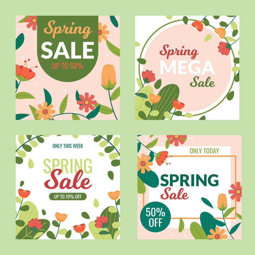 Spring Sale Social Media Post Template vector
