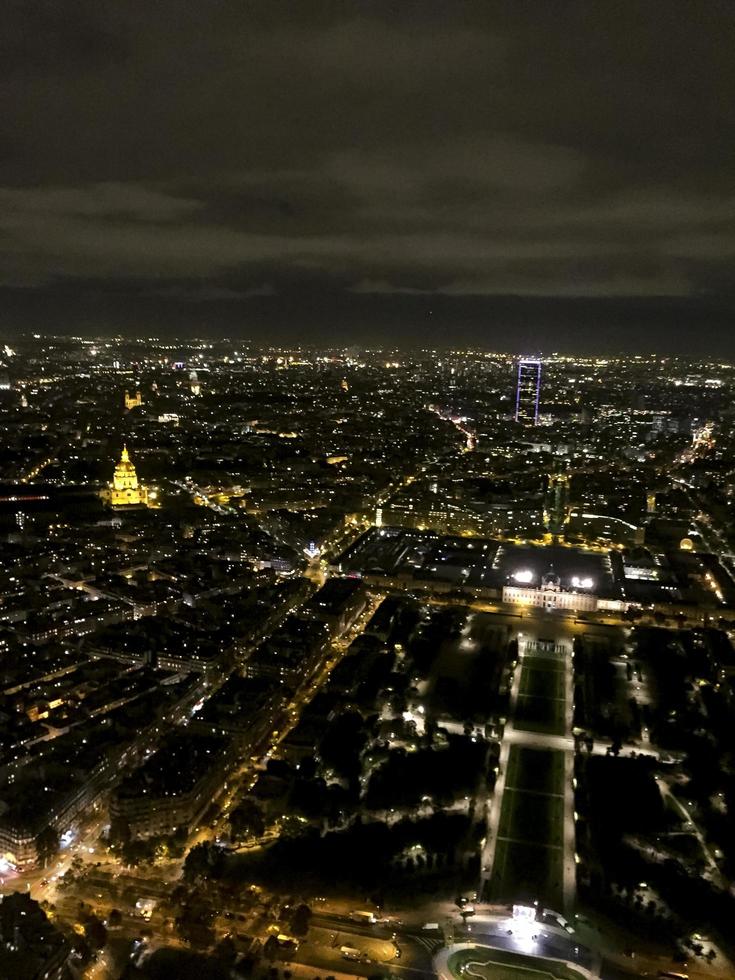 Night view, panorama of Paris from the top the Eiffel Tower. photo
