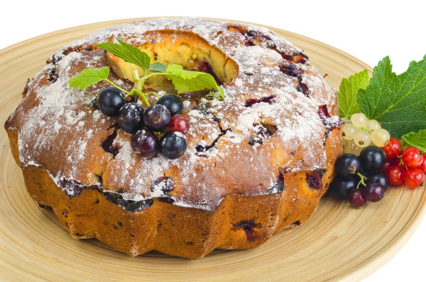 Homemade cake with berries for family celebration photo