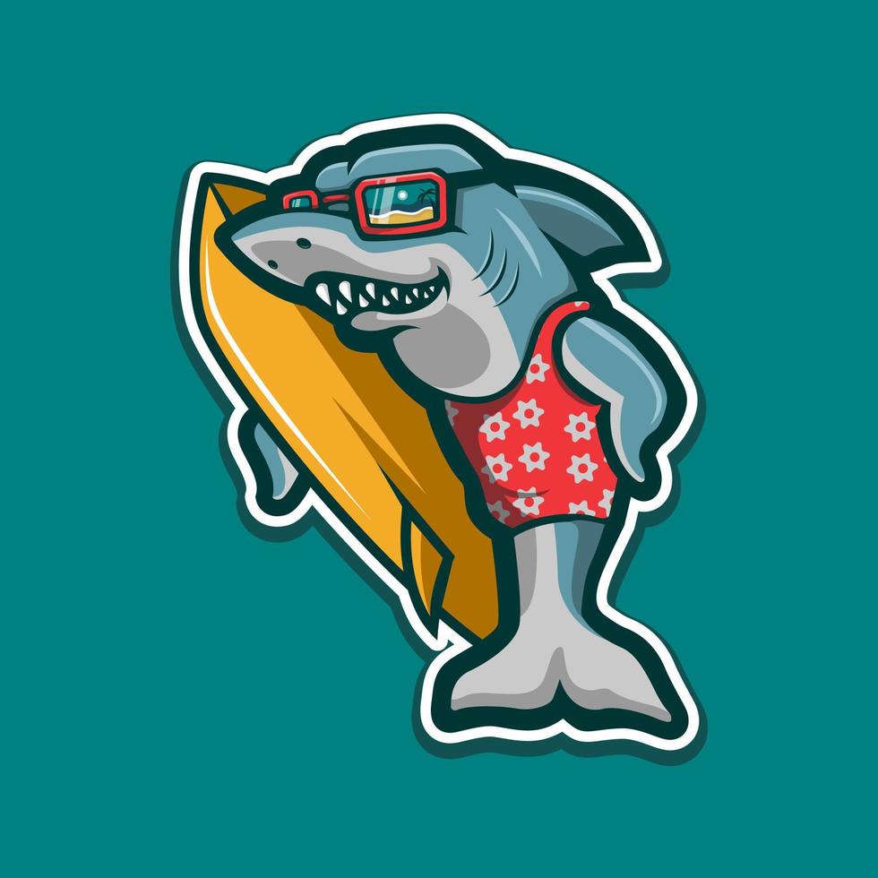 Illustration of Shark with surfing board vector