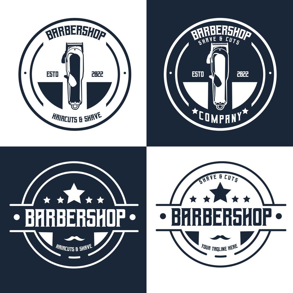 Barber shop logo design emblem set vector