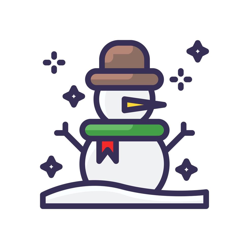 icono de estilo de línea llena de muñeco de nieve. ilustración vectorial para el tema de navidad vector