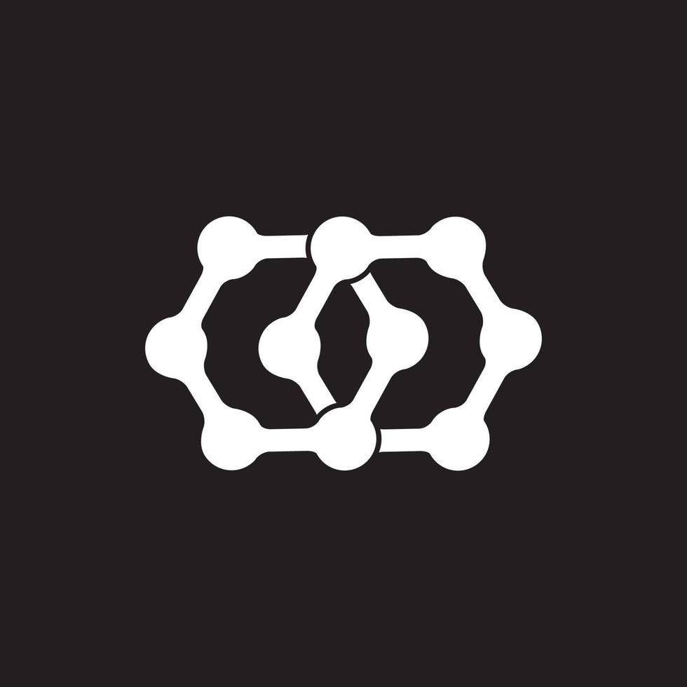 linked hexagonal dots simple logo vector