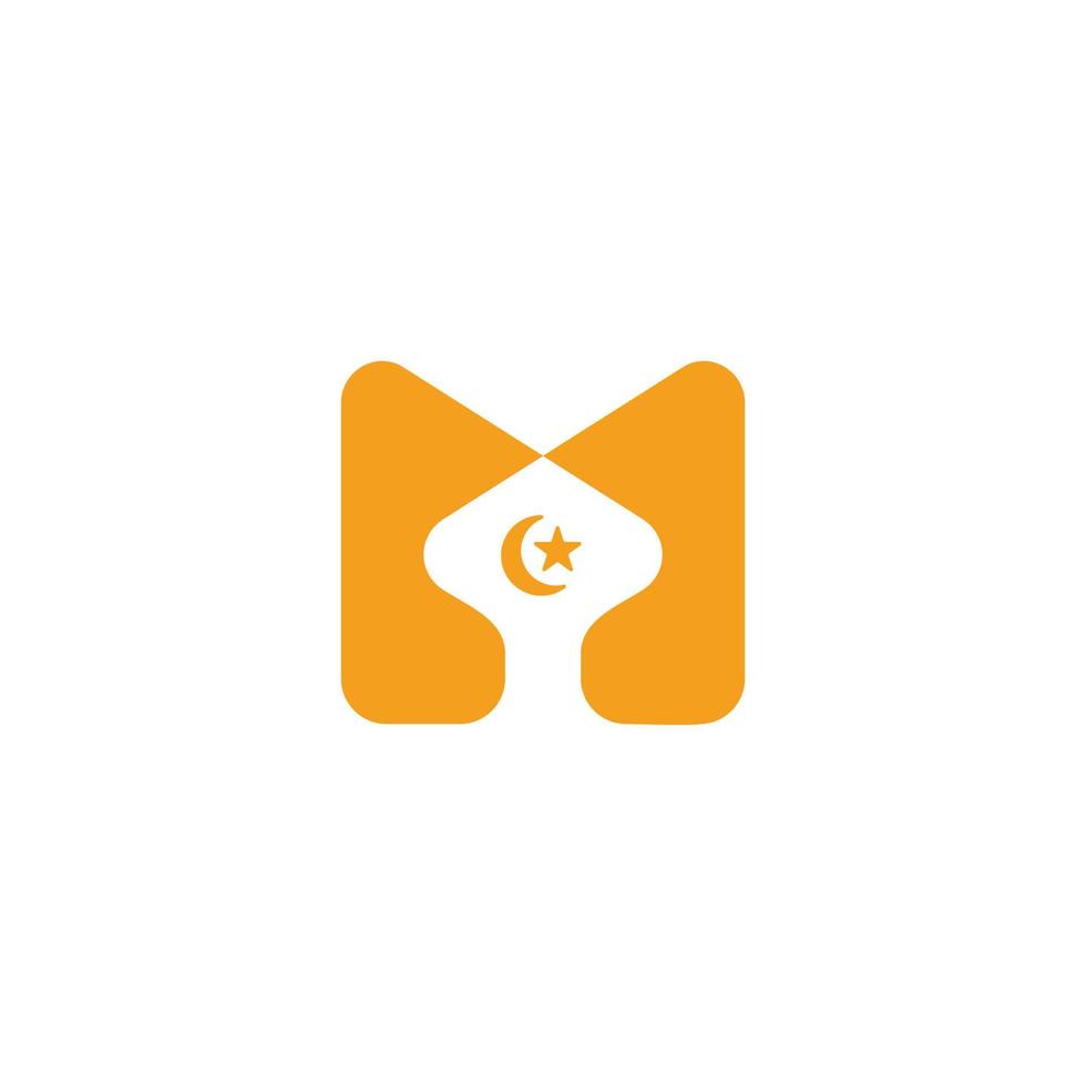 letter m mosque moon star simple icon symbol vector