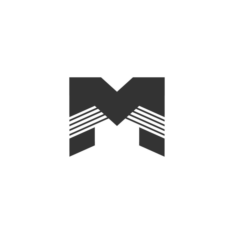 letter m stripes geometric logo vector