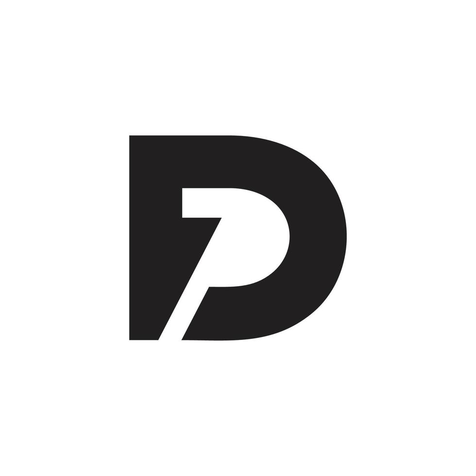 letter dp simple geometric arrow negative space logo vector